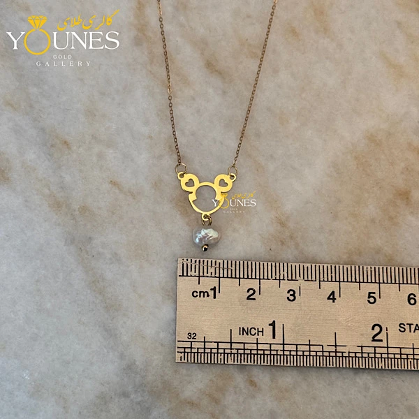 گردنبند میکی موس مرواریدی طلا